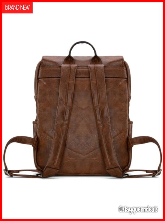 Vegan Leather Laptop Backpack with USB Port, Travel Work College Bookbag main image 5